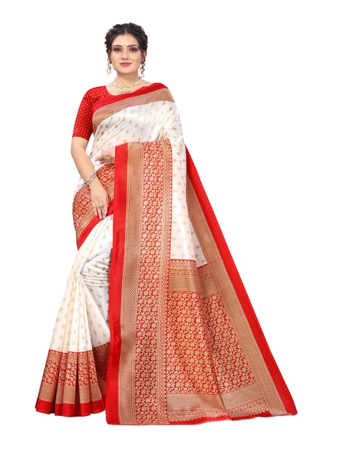 

KALINI White & Beige Ethnic Motifs Art Silk Saree