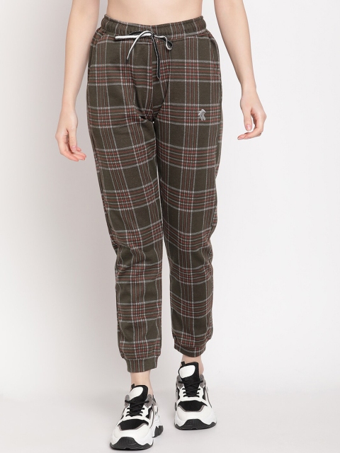 

Gallus Women Olive Green Checked Joggers