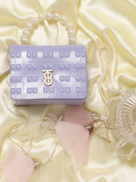 

Athena Lavender & White Textured Buckle Detail Envelope Clutch
