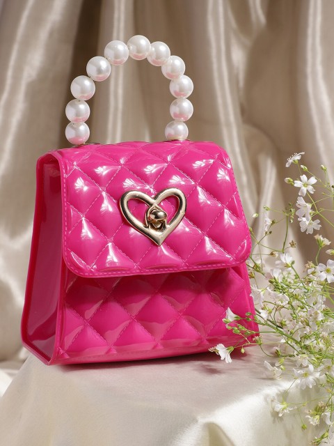 

Athena Fuchsia PU Structured Quilted Satchel Bag