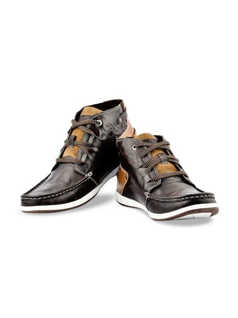 

Lee Cooper Men Brown Colourblocked Leather Flat Boots