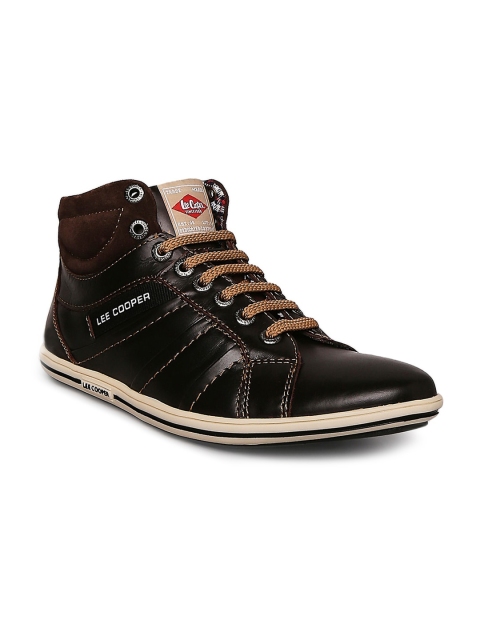 

Lee Cooper Men Brown Woven Design Leather Flat Boots