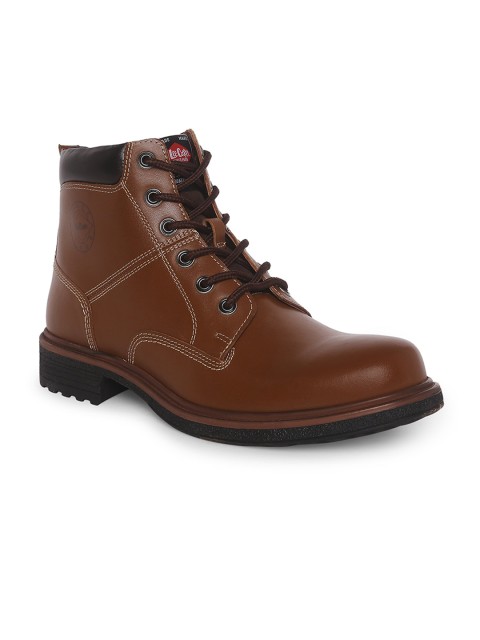 

Lee Cooper Men Tan Leather Flat Boots