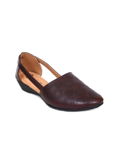

Ajanta Women Brown Solid Laser Cuts Ballerinas