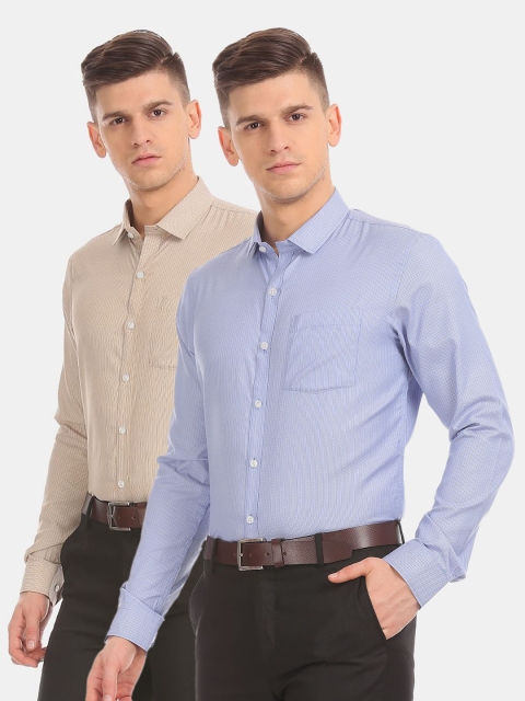 

Excalibur Men Blue & Brown Pack Of 2 Casual Shirt