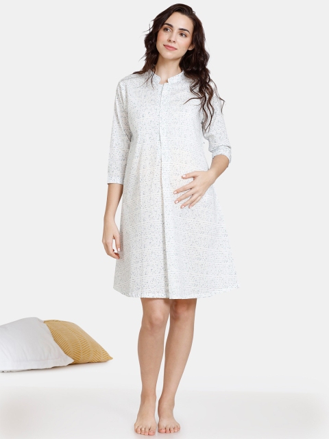 

Coucou White Printed Maternity Nightdress