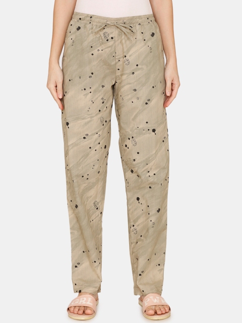 Coucou by Zivame Women Brown Pure Cotton Woven Lounge Pants