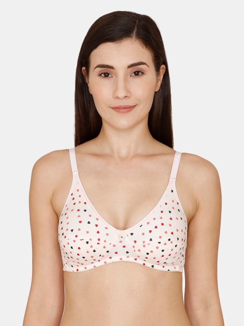 

Coucou by Zivame Pink & Blue Non Padded & Non Wired Graphic Printed Bra