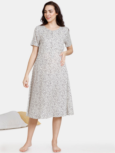 

Coucou White Printed Maternity Nightdress