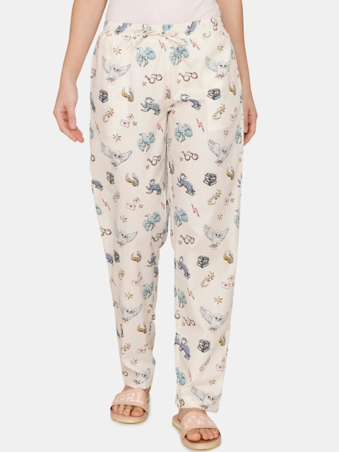 

Coucou by Zivame Women White Harry Potter Printed Cotton Lounge Pants