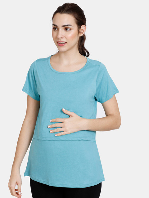 

Coucou Blue Maternity Solid Pure Cotton Top