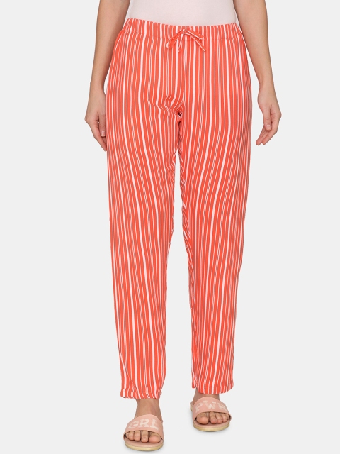 

Coucou by Zivame Women Peach-Coloured Striped Lounge Pants