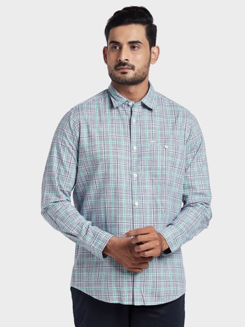 

ColorPlus Men Plus Size Blue Checked Cotton Casual Shirt