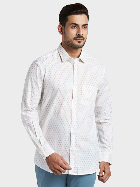 

ColorPlus Men White Printed Plus Size Casual Shirt