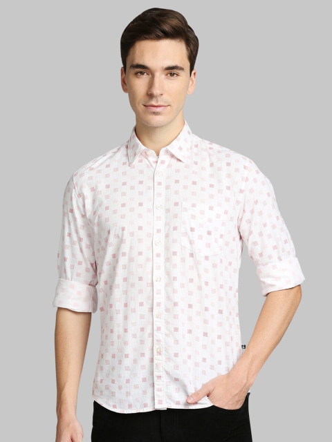 

Parx Men White Slim Fit Printed Cotton Casual Shirt