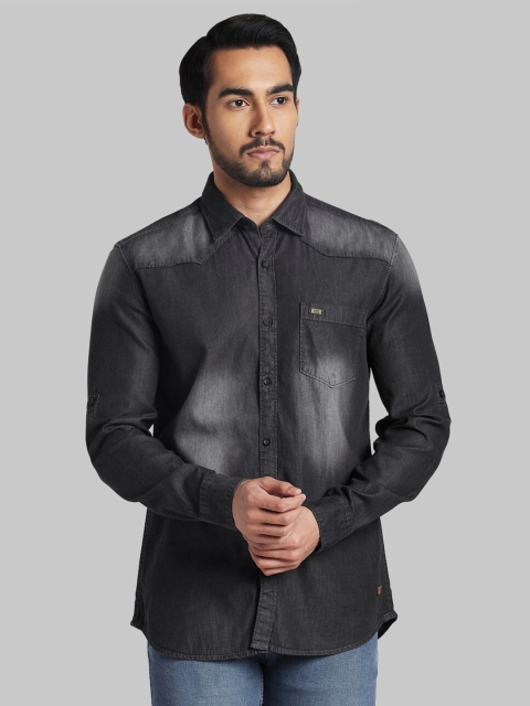 

Parx Men Black Slim Fit Faded Cotton Casual Shirt