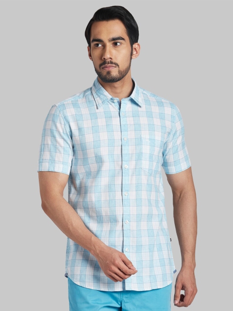 

Parx Men Blue Slim Fit Checked Casual Shirt
