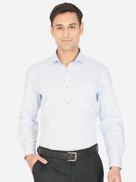 

Greenfibre Men Turquoise Blue Grid Tattersall Checked Regular Fit Formal Shirt