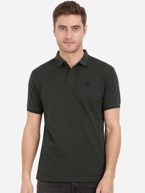 

Greenfibre Men Olive Green Polo Collar Slim Fit T-shirt