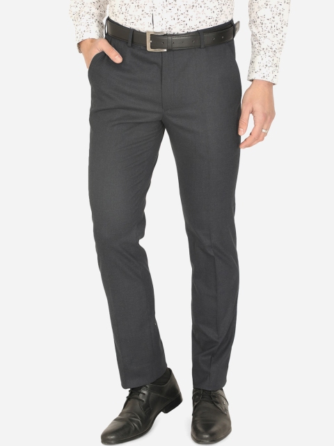 

Greenfibre Men Grey Slim Fit Easy Wash Trousers