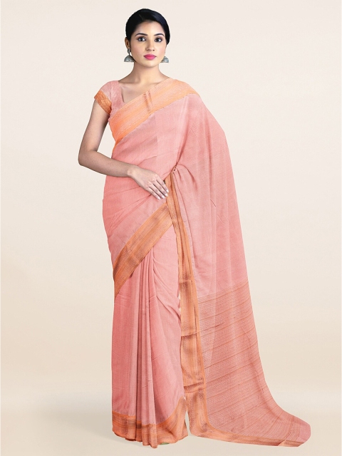 

Pothys Pink & Gold-Toned Zari Silk Cotton Saree