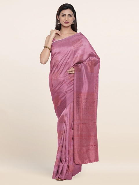 

Pothys Lavender & Copper Ethnic Motifs Woven Design Zari Silk Cotton Saree