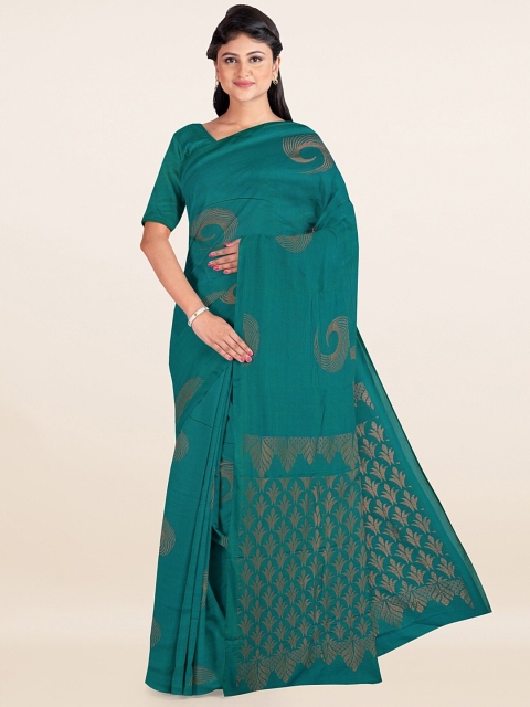 

Pothys Blue & Golden Ethnic Motifs Silk Cotton Saree