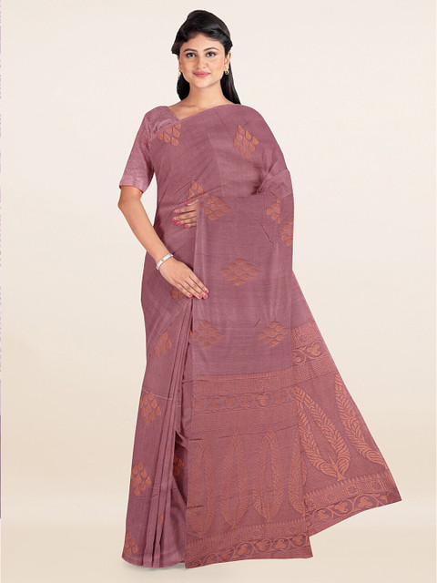 

Pothys Mauve & Copper-Toned Woven Design Silk Cotton Saree