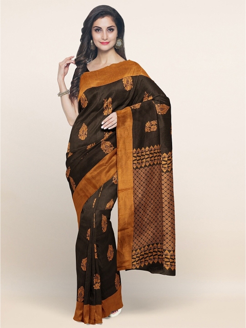 

Pothys Brown & Mustard Ethnic Motifs Silk Cotton Saree