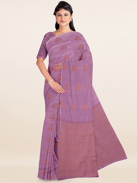 

Pothys Lavender & Copper-Toned Ethnic Motifs Zari Silk Cotton Saree