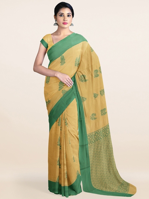 

Pothys Yellow & Green Ethnic Motifs Silk Cotton Saree