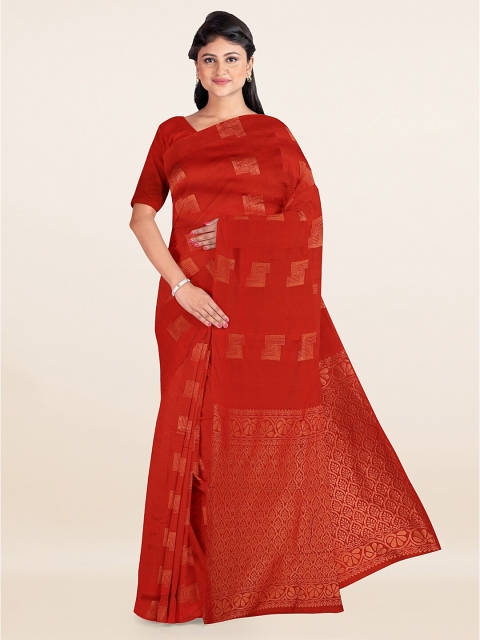 

Pothys Rust & Gold-Toned Woven Design Silk Cotton Saree