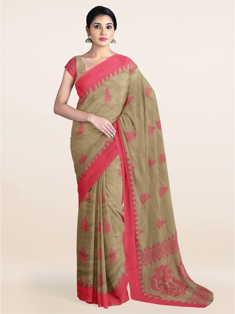 

Pothys Grey & Pink Ethnic Motifs Silk Cotton Saree