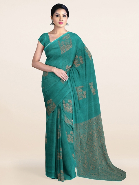 

Pothys Green & Gold-Toned Abstract Woven Design Silk Cotton Saree