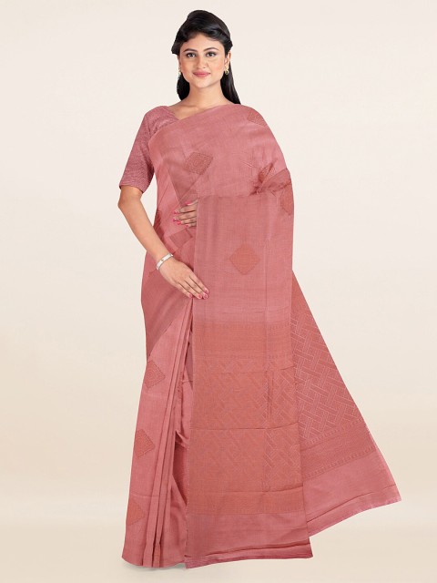 

Pothys Rose & Golden Ethnic Motifs Zari Silk Cotton Saree