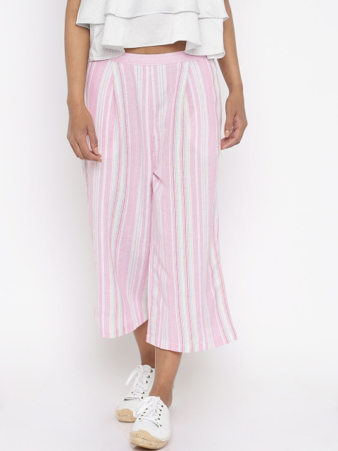 

109F Women Pink & White Striped Culottes