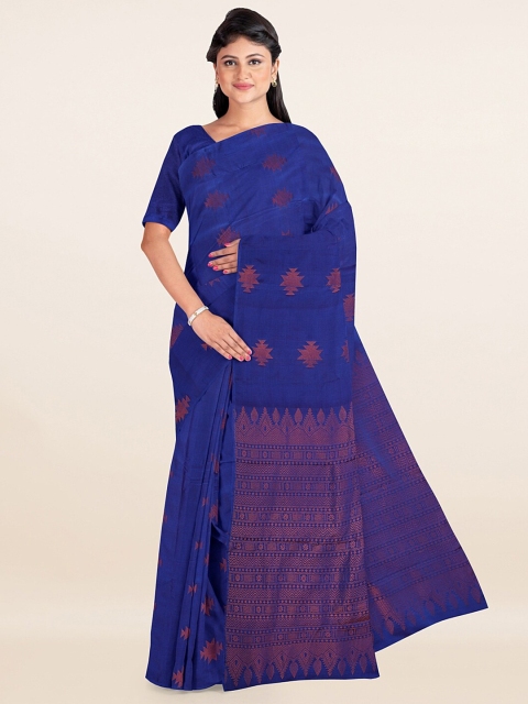 

Pothys Blue & Copper-Toned Woven Design Silk Cotton Saree