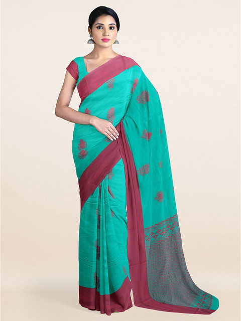 

Pothys Green & Pink Ethnic Motifs Silk Cotton Saree