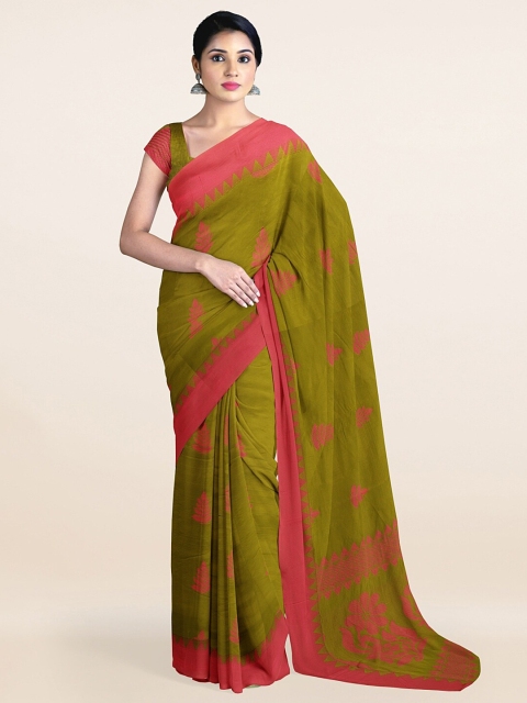 

Pothys Green & Pink Woven Design Silk Cotton Saree