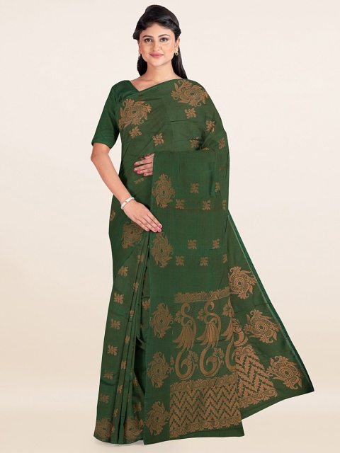 

Pothys Green Floral Zari Silk Cotton Saree