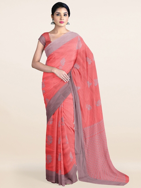 

Pothys Pink & Grey Ethnic Motifs Woven Design Silk Cotton Saree
