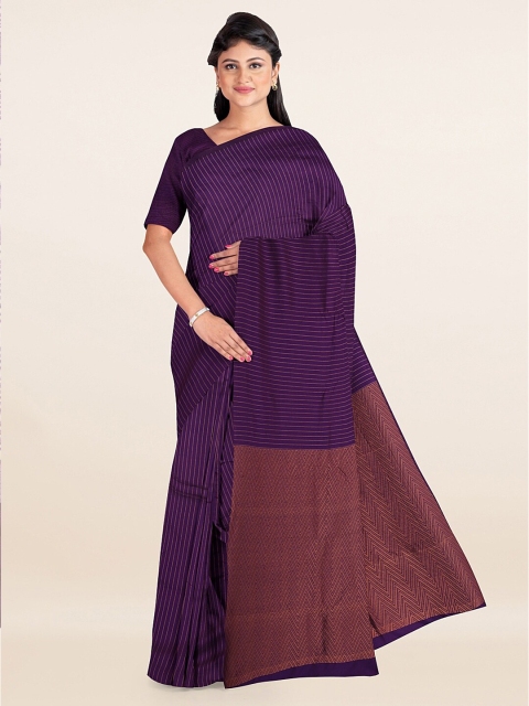 

Pothys Violet & Copper-Toned Striped Silk Cotton Saree