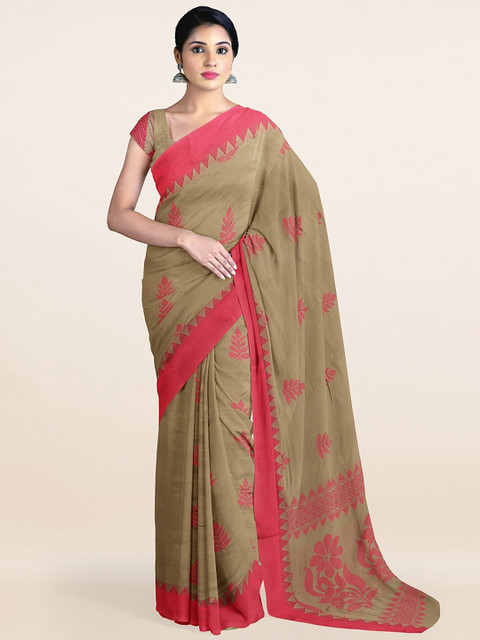 

Pothys Grey & Red Floral Silk Cotton Saree