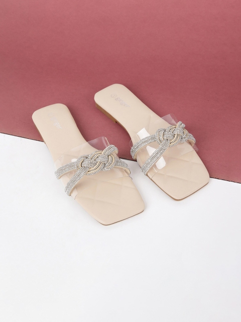 

Ginger by Lifestyle Beige Embellished Open Toe Flats