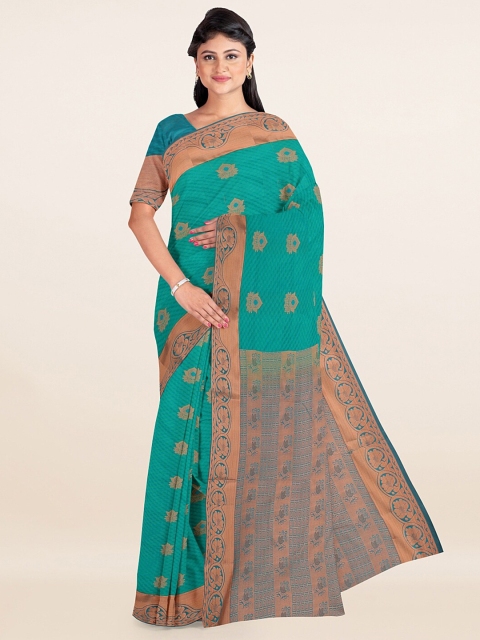 

Pothys Sea Green & Copper-Toned Ethnic Motifs Zari Art Silk Saree