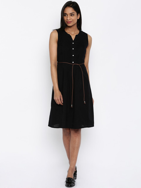 

109F Women Black A-Line Dress