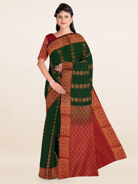 

Pothys Green & Copper-Toned Ethnic Motifs Art Silk Saree