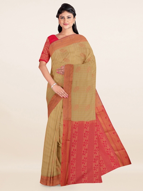 

Pothys Beige & Red Ethnic Motifs Zari Art Silk Saree