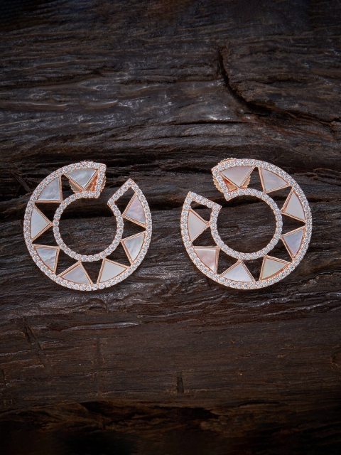 

Kushal's Fashion Jewellery White & Rose-Gold Plated Zircon Ear Cuff Earrings