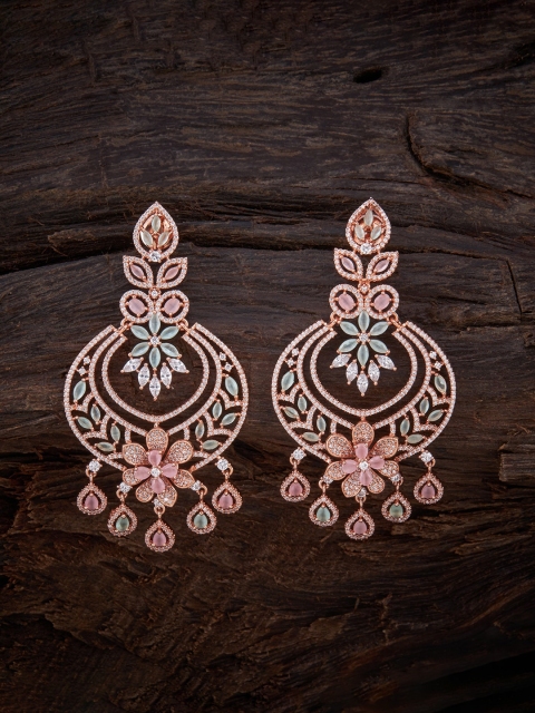 

Kushal's Fashion Jewellery Pink Contemporary Chandbalis Earrings